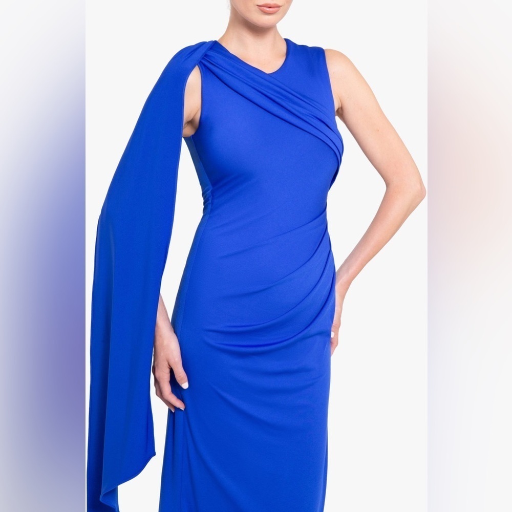Black Halo Aruna Gown Blue Maxi Dress Size 0 B3100 - Picture 4 of 10